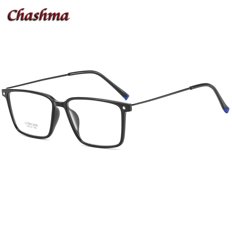 Chashma Ochki Unisex Youth Full Rim Square Ultem Eyeglasses 2150 Full Rim Chashma Ochki Bright Black  