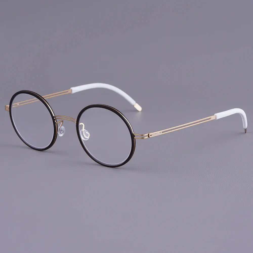 Bobbie 471972 Women’s Screwless Acetate Full Rim Round Titanium Frames FuzWeb