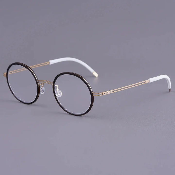 Bobbie 471972 Women’s Screwless Acetate Full Rim Round Titanium Frames FuzWeb