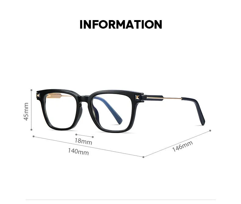 Kocolior Unisex Full Rim Square Tr 90 Alloy Hyperopic Reading Glasses 2068 Reading Glasses Kocolior   