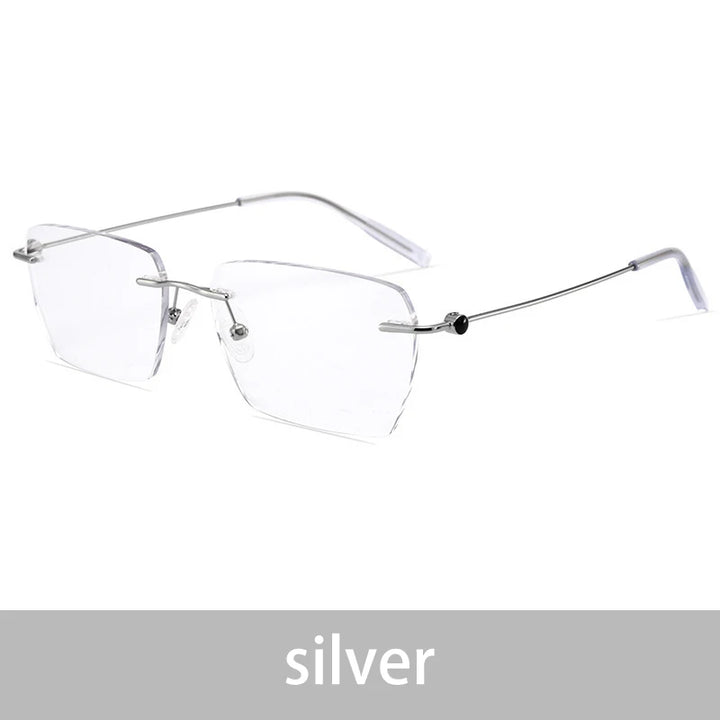 Vicky Unisex Rimless Square Titanium Reading Glasses V0620 Reading Glasses Vicky 0621-Silver -100 