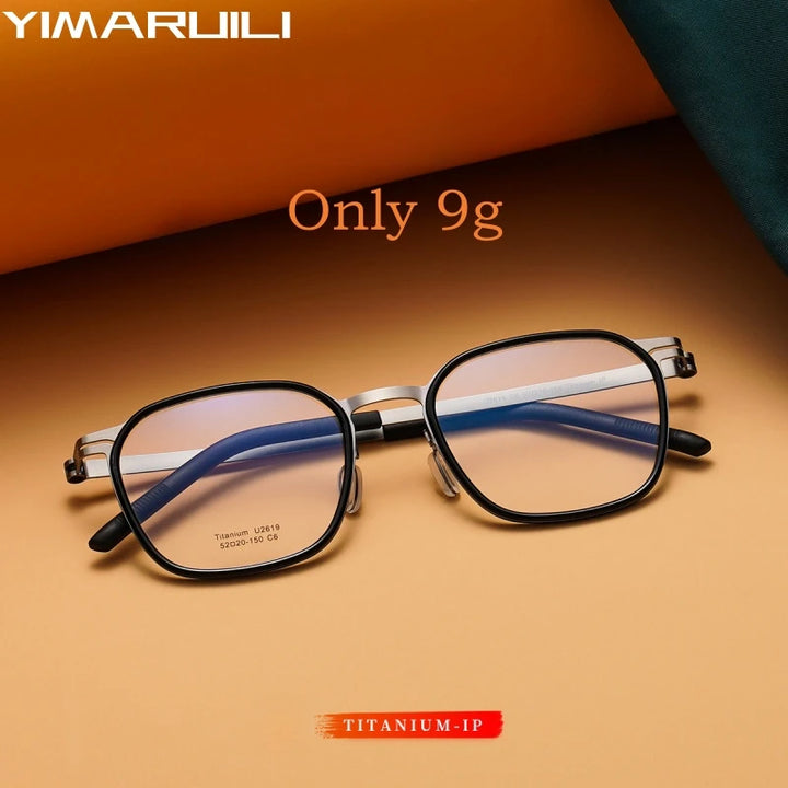 Yimaruili Unisex Full Rim Square Tr 90 Titanium Eyeglasses Y2619 Full Rim Yimaruili Eyeglasses   