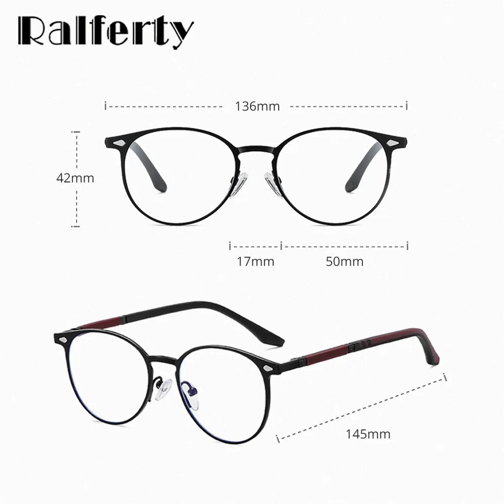 Ralferty Women's Full Rim Oval Mg Al Eyeglasses Clip On Sunglasses 517043