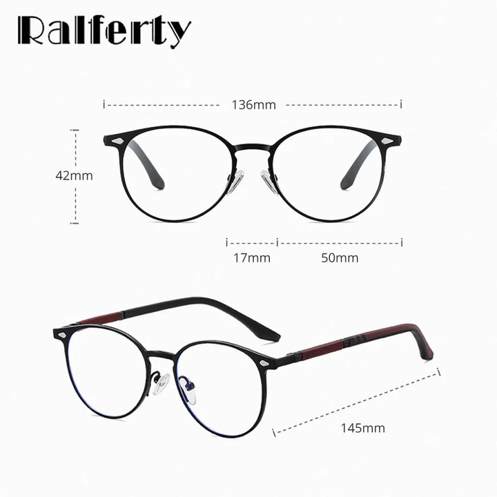 Ralferty Women's Full Rim Oval Mg Al Eyeglasses Clip On Sunglasses 517043