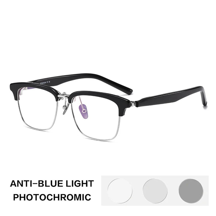 Gatenac Unisex Full Rim Flip Up Square Acetate Titanium Photochromic Reading Glasses 62796