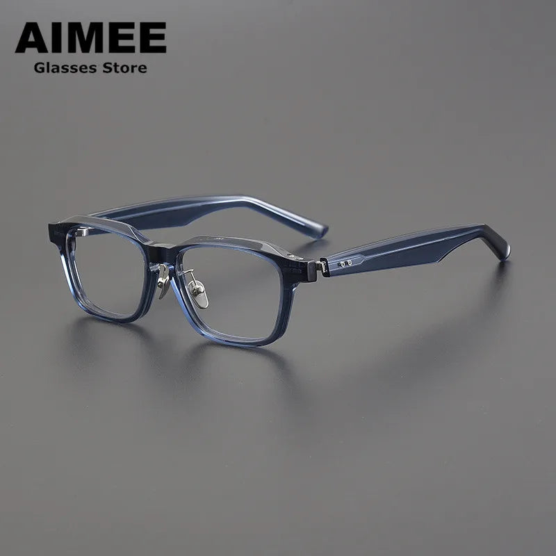 Aimee Unisex Full Rim Square Acetate Spring Hinge Eyeglasses 9003 Full Rim Aimee   