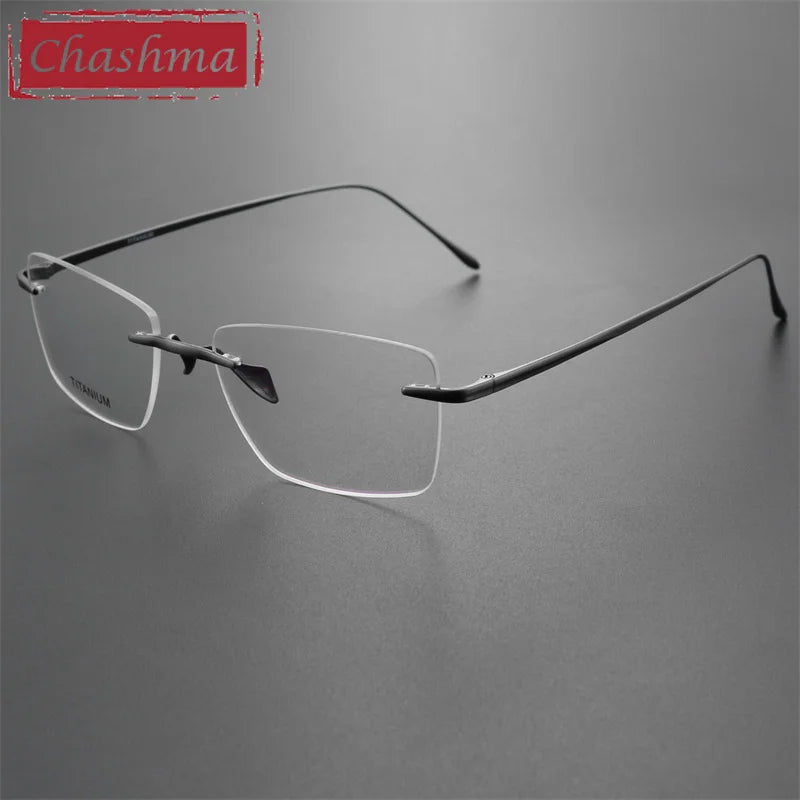 Chashma Ottica Men's Rimless Square 5g Titanium Eyeglasses 6001 Rimless Chashma Ottica Gray  