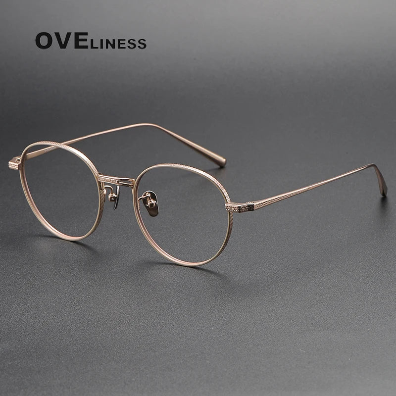 Oveliness Women's Full Rim Oval Round Titanium Eyeglasses 3017 Full Rim Oveliness Khaki rose gold  