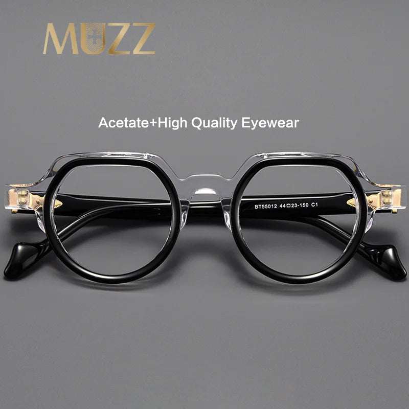 Muzz Unisex Full Rim Flat Top Round Acetate Eyeglasses M55012 Full Rim Muzz   