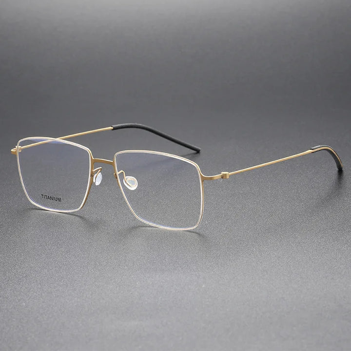 Black Mask Unisex Full Rim Screwless Square Titanium Eyeglasses 5508 Full Rim Black Mask Golden  