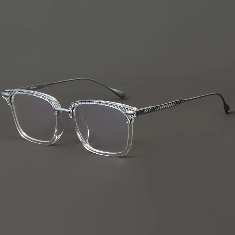 Black Mask Unisex Full Rim Square Acetate Titanium Eyeglasses 192085