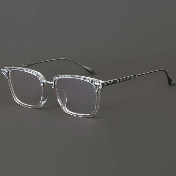 Black Mask Unisex Full Rim Square Acetate Titanium Eyeglasses 192085
