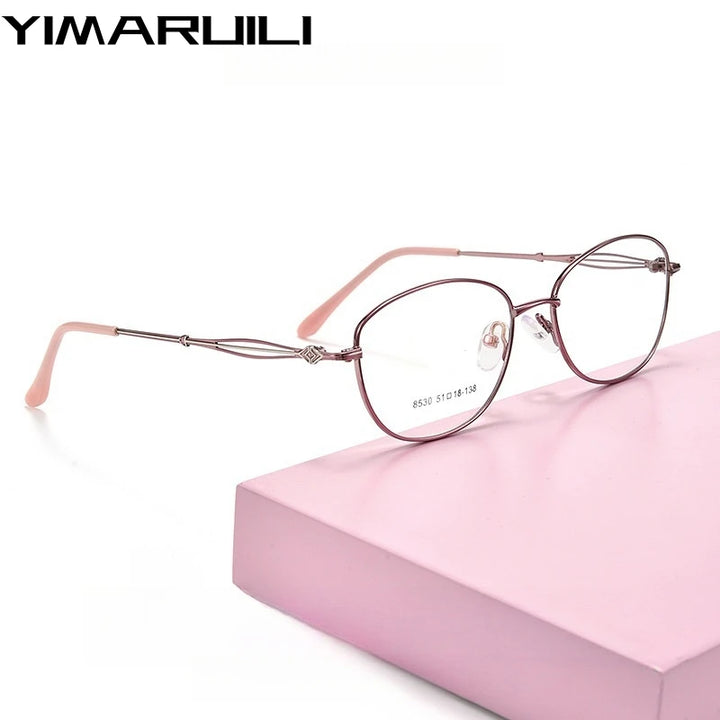 Yimaruili Women's Full Rim Oval Cat Eye Alloy Eyeglasses 85301