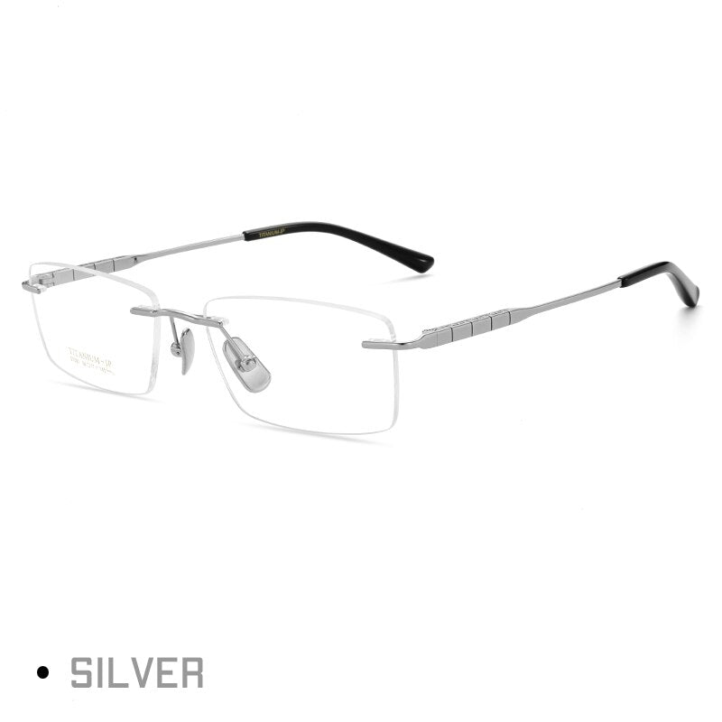 Gmei Men's Rimless Square Titanium Eyeglasses 91091 Rimless Gmei Optical Silver  