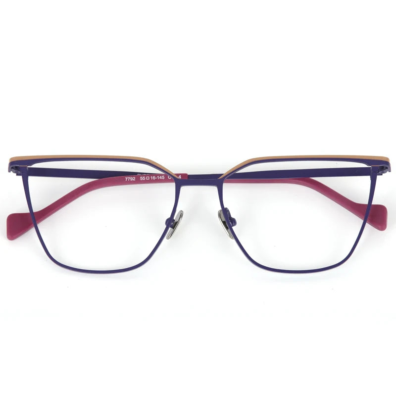 Muzz Women's Full Rim Brow Line Cat Eye Titanium Eyeglasses 87792