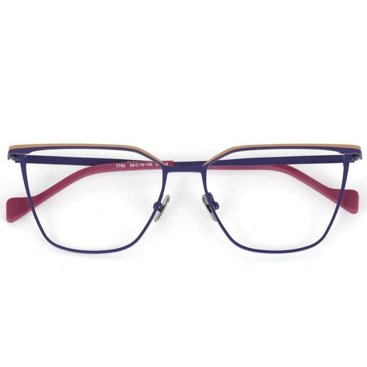 Muzz Women's Full Rim Brow Line Cat Eye Titanium Eyeglasses 87792