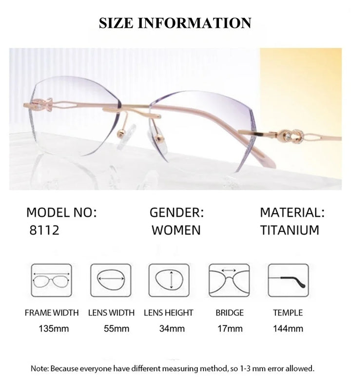 Summer Flower Women's Rimless Oval Titanium Eyeglasses 398112