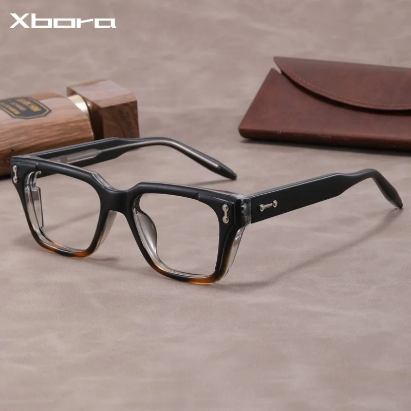 Xbora Unisex Full Rim Square Brow Line Tr 90 Alloy Eyeglasses 629864