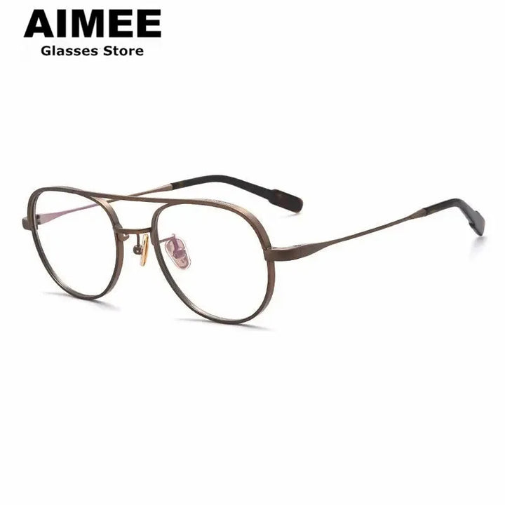 Aimee Unisex Full Rim Oval Double Bridge Titanium Eyeglasses 8040 Full Rim Aimee   