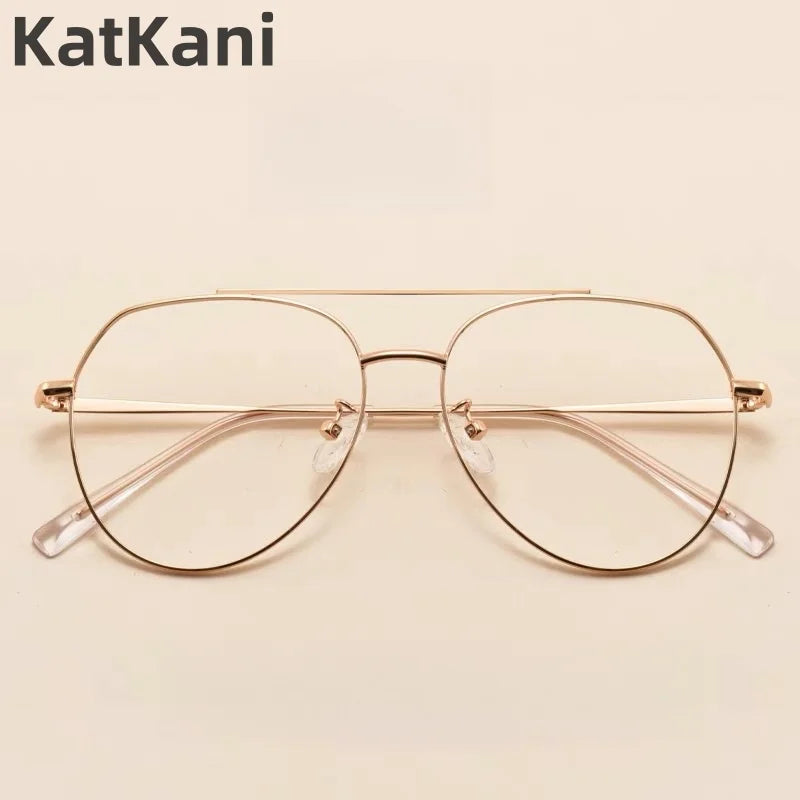 KatKani Unisex Full Rim Oval Double Bridge Alloy Eyeglasses 2309 Full Rim KatKani Eyeglasses   