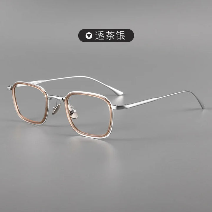 Zirosat Men's Full Rim Square Acetate Titanium Eyeglasses 190521