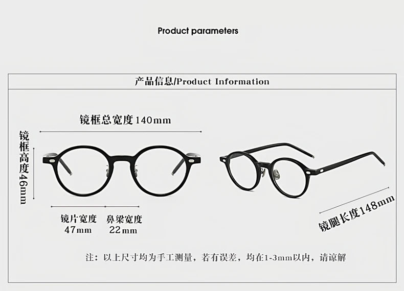 Black Mask Unisex Full Rim Round Acetate Eyeglasses 844005