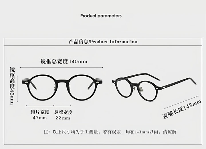 Black Mask Unisex Full Rim Round Acetate Eyeglasses 844005