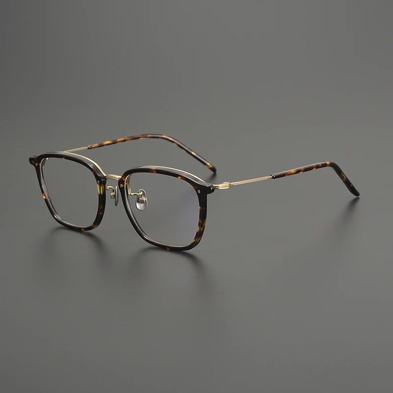 Gatenac Men's Full Rim Square Acetate Titanium Eyeglasses Gxyj1581