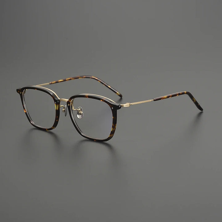 Gatenac Men's Full Rim Square Acetate Titanium Eyeglasses Gxyj1581