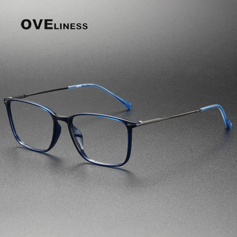 Oveliness Women's Full Rim Square  Acetate Titanium Eyeglasses 328636
