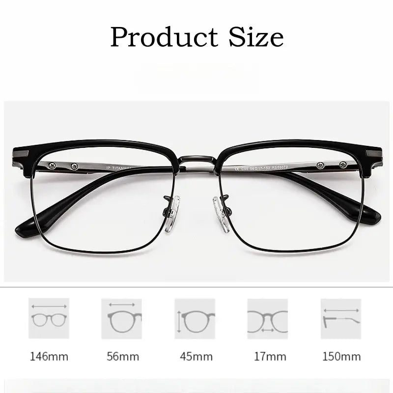 Hdcrafter Men's Semi Rimless Square Titanium Wood Frames 808790 FuzWeb