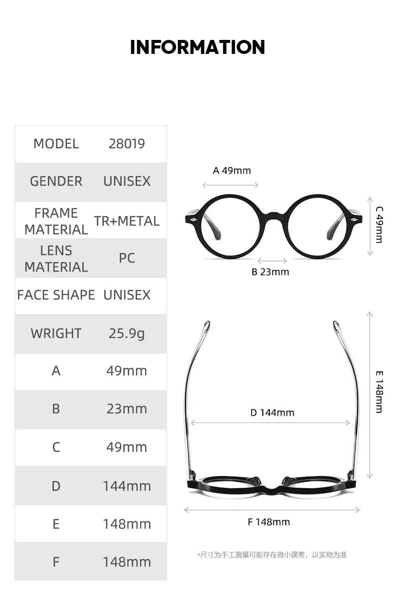 Kocolior 280190 Unisex Full Rim Round PC Alloy Frames FuzWeb