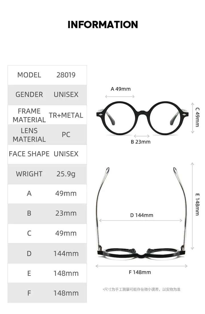 Kocolior 280190 Unisex Full Rim Round PC Alloy Frames FuzWeb