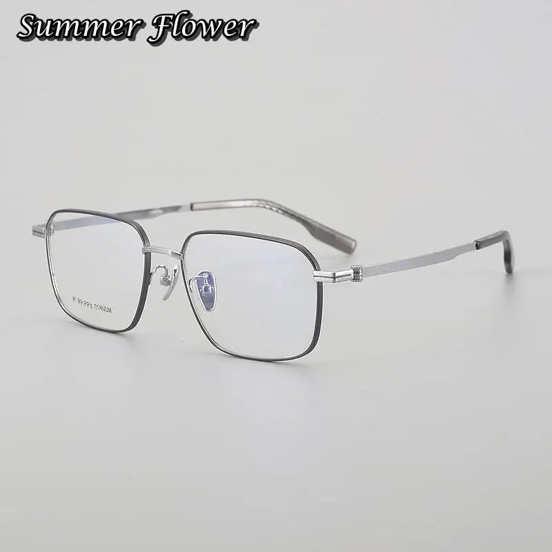 Summer Flower Men's Full Rim Polygon Square Titanium Eyeglasses 60204