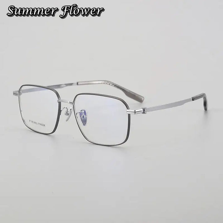 Summer Flower Men's Full Rim Polygon Square Titanium Eyeglasses 60204