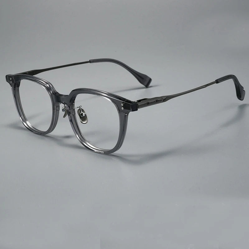 Black Mask Unisex Full Rim Square Titanium Acetate Eyeglasses 368150