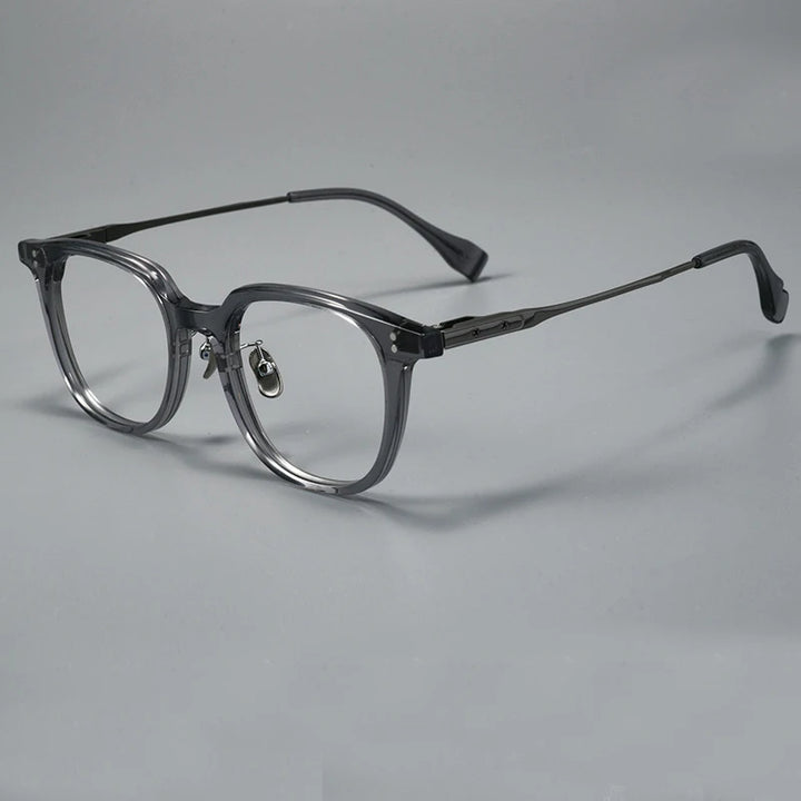 Black Mask Unisex Full Rim Square Titanium Acetate Eyeglasses 368150