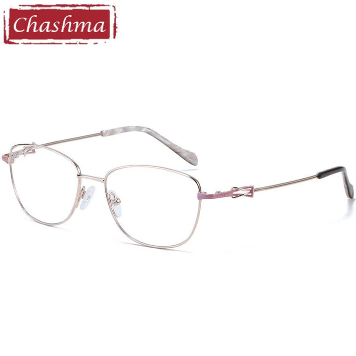 Chashma Ottica Women's Full Rim Square Cat Eye Titanium Eyeglasses 8104 Full Rim Chashma Ottica Gold  