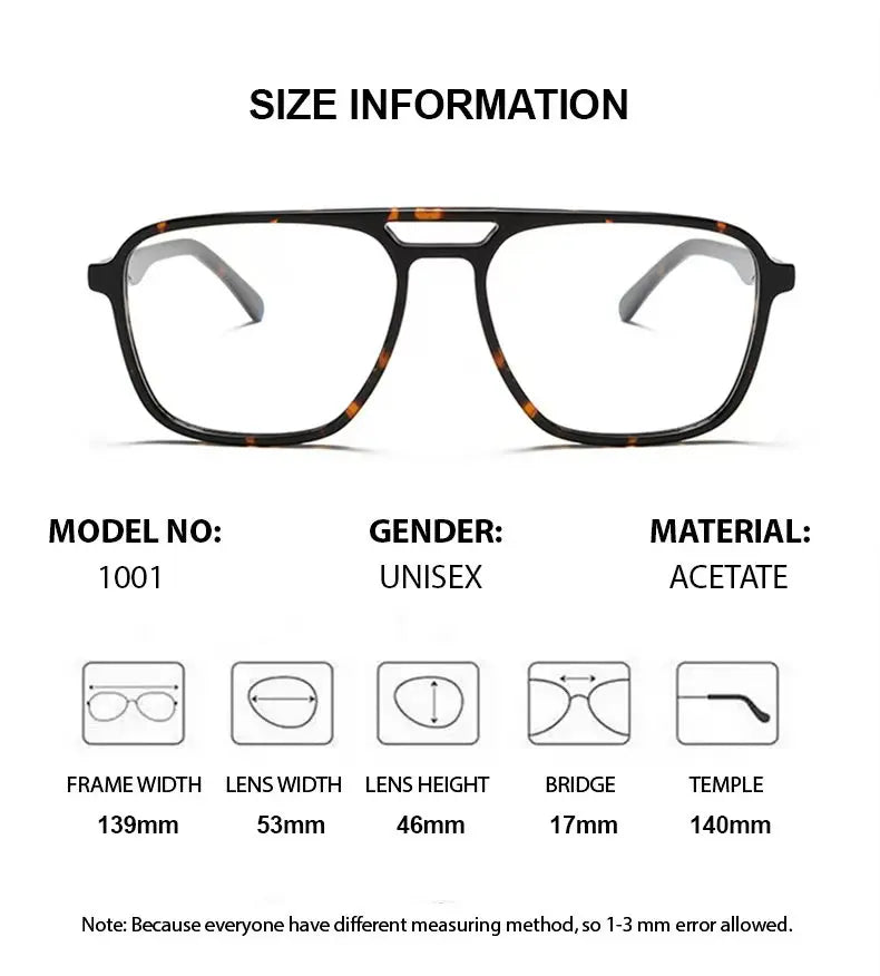 Summer Flower Unisex Full Rim Square Double Bridge Acetate Titanium Eyeglasses 81001 Full Rim Summer Flower