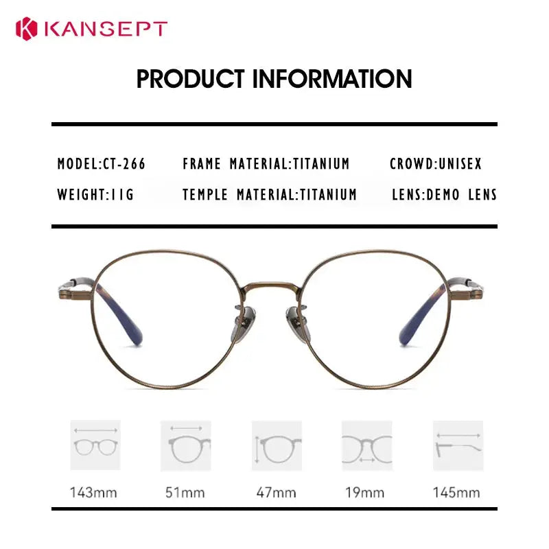Kansept Unisex Full Rim Round Titanium Frames 266000 FuzWeb