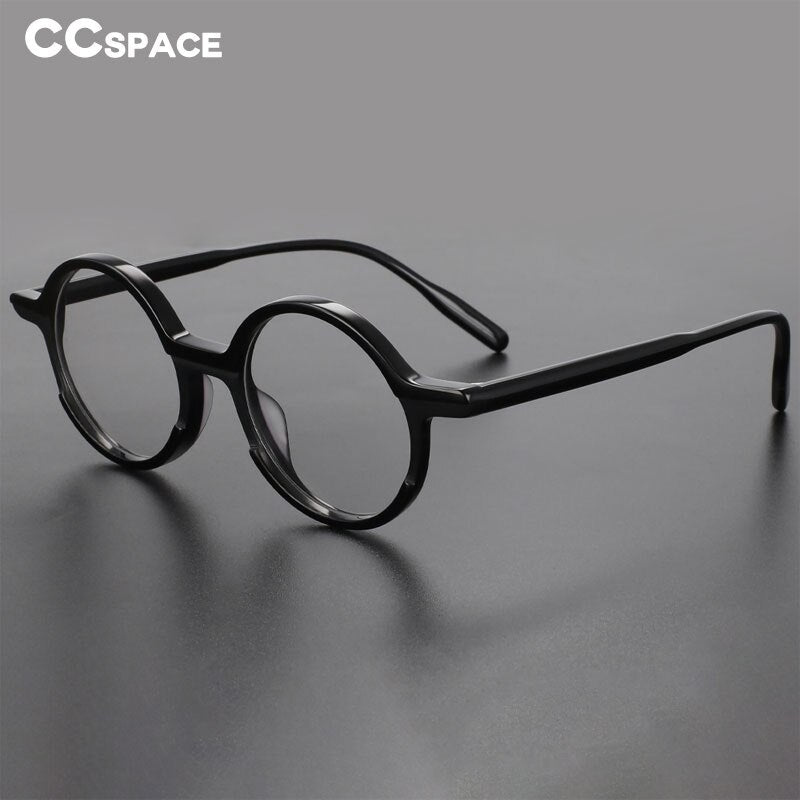 CCspace Unisex Full Rim Round Acetate Eyeglasses 56056 Full Rim CCspace   