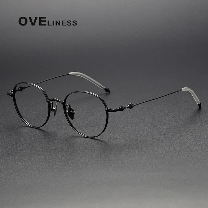 Oveliness Unisex Full Rim Round Titanium Eyeglasses 4519 Full Rim Oveliness black  