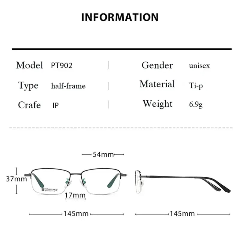 Hotochki Men's Semi Rim Rectangle Titanium Frames 902000 FuzWeb