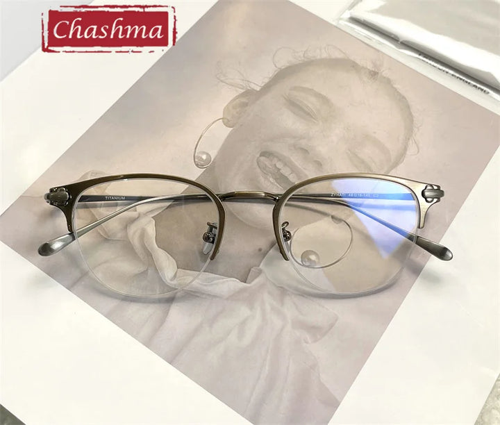 Chashma Ottica Unisex Full Rim Oval Round Titanium Eyeglasses 2625 Full Rim Chashma Ottica Gray  