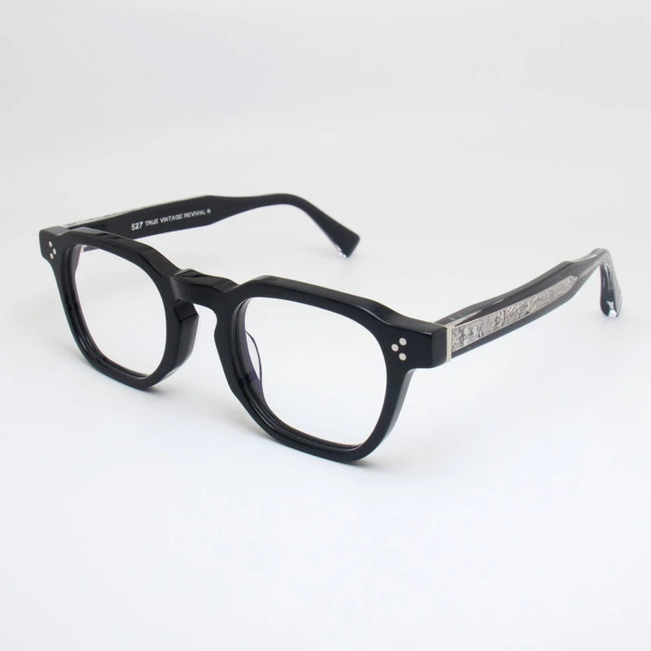 Black Mask Unisex Full Rim Square Thick Acetate Eyeglasses 62527