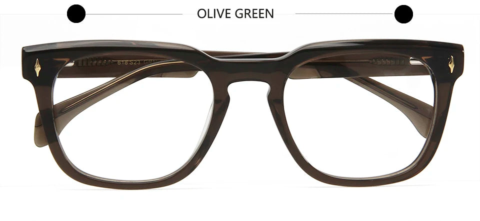 Esnbie Unisex Full Rim Square Thick Temple Acetate Eyeglasses 61823 Full Rim Esnbie Olive Green  