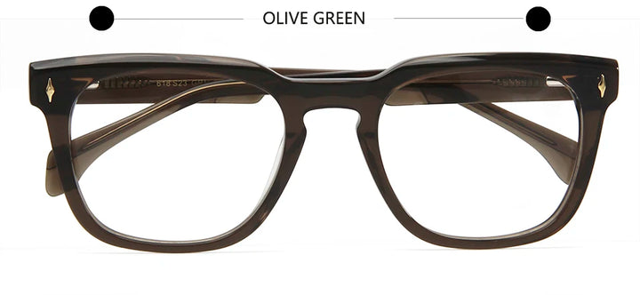 Esnbie Unisex Full Rim Square Thick Temple Acetate Eyeglasses 61823 Full Rim Esnbie Olive Green  