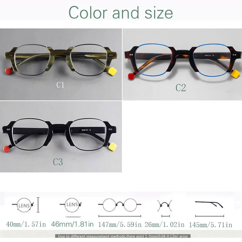 Yujo Unisex Full Rim Square Acetate Eyeglasses 98004 — view 2 | Yujo at FuzWeb
