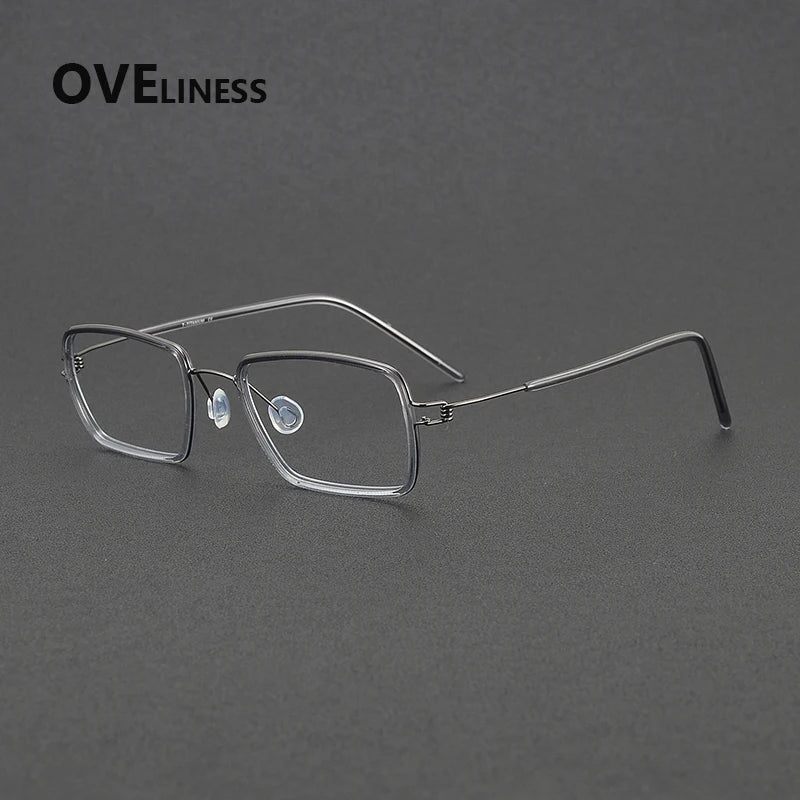 Oveliness Women's Full Rim Square Acetate Titanium Eyeglasses 381047