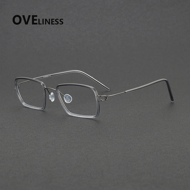 Oveliness Women's Full Rim Square Acetate Titanium Eyeglasses 381047